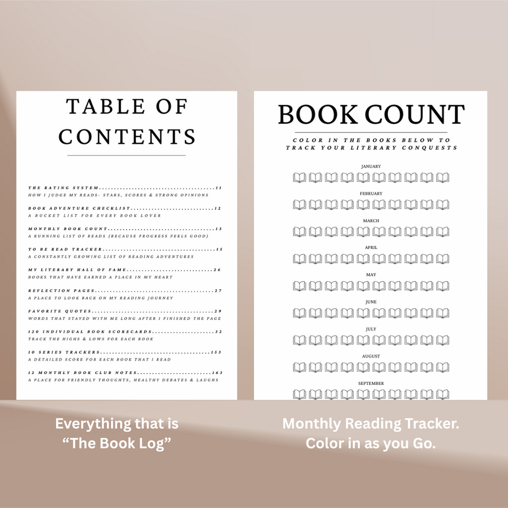 Book Log Reading Journal w/ 120 Reviews & Bookmark – Hardcover Journal with 120 Review Pages | Track & Review Reads, Reading Progress & Club Notes