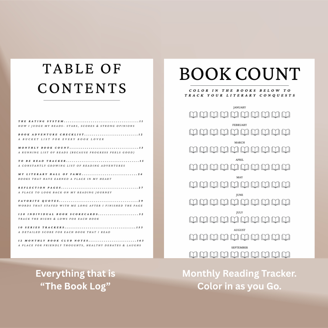 Book Log Reading Journal w/ 120 Reviews & Bookmark – Hardcover Journal with 120 Review Pages | Track & Review Reads, Reading Progress & Club Notes